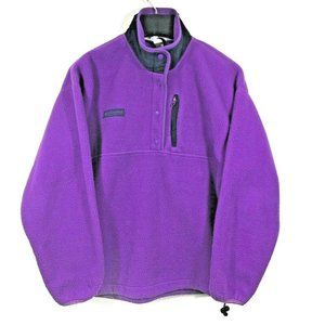Columbia Fleece Polo Purple Media Pocket Snap Mock